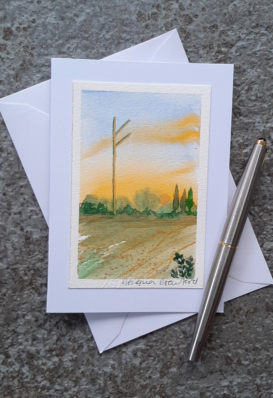 Wealth. Wicca Symbol, Sigil, Rune. Handpainted Card.