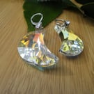 Spectacular Half moon crystal earrings on a 3 crystal bail  Evening Rare 