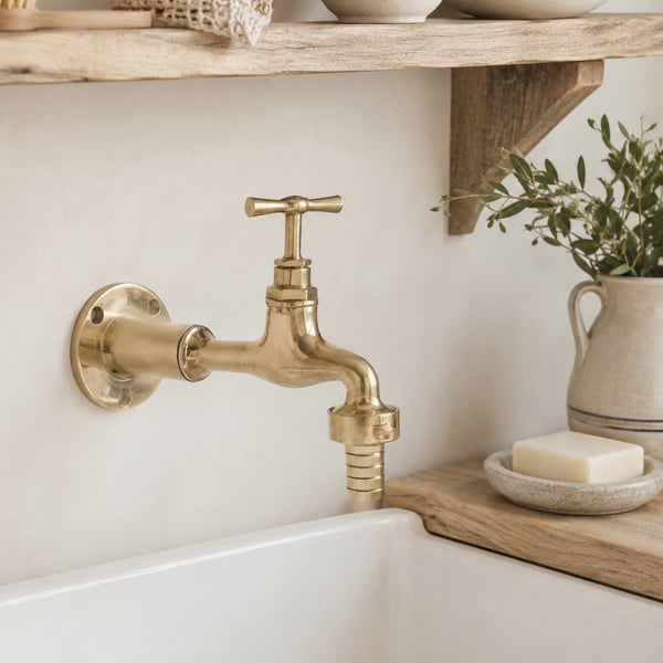 Brass Wall-Mounted Tap for Kitchen, Bathroom or Cloakroom Sink