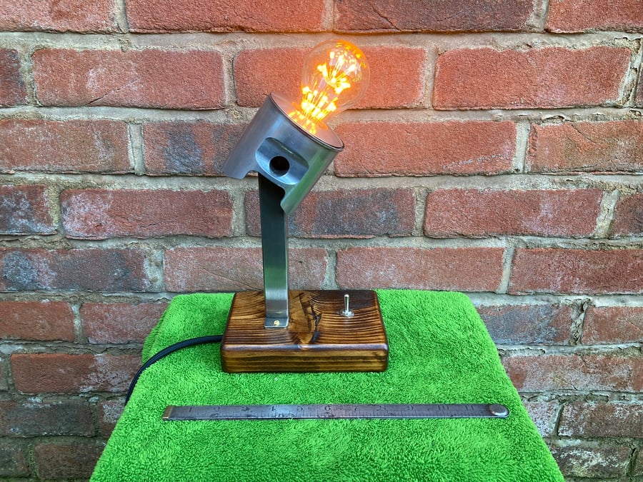 Decorative Table Lamp, Upcycled 500cc Two Stroke Motocross Bike Piston