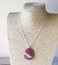 Raspberry Ripple glass pebble pendant with chain - Image 4