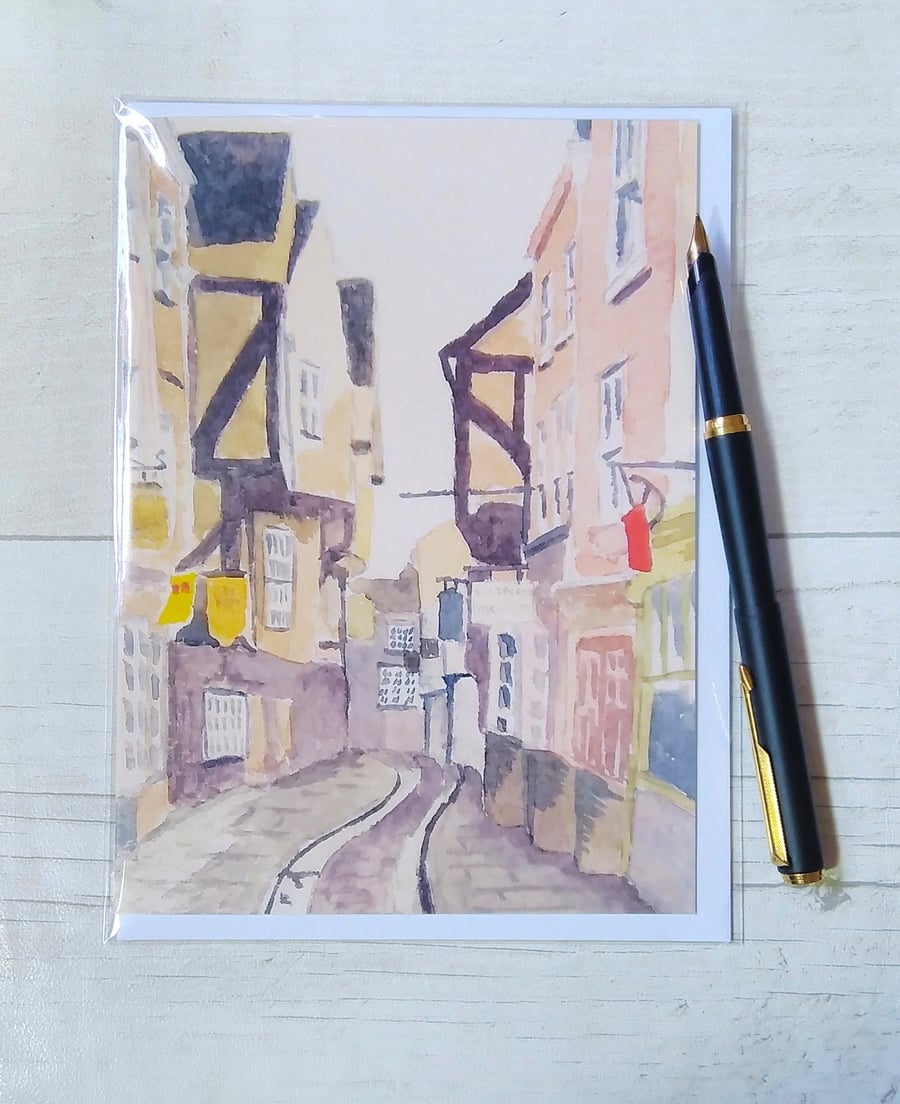 The Shambles card. York card. Sceninc card. Blank card. Printed card.