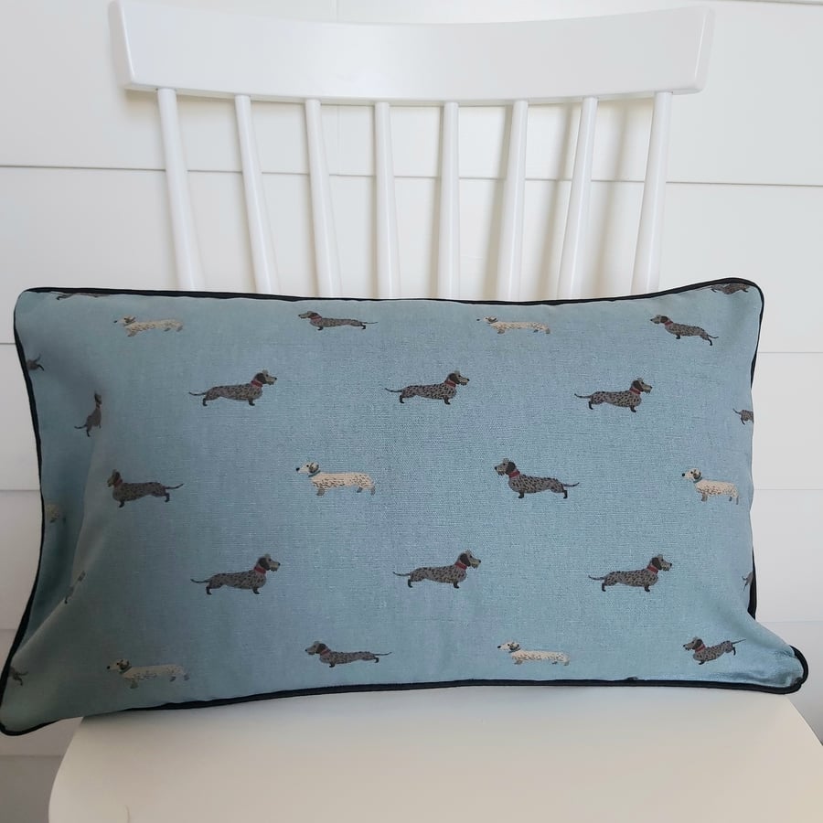 Sophie Allport Dachshunds  Cushion with Black Piping 