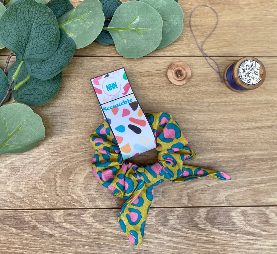 Neon Animal Print Knot Scrunchie, hair tie