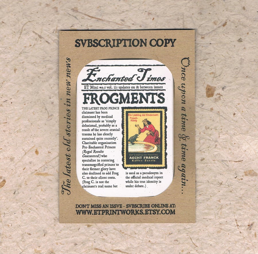 Frogments - Frog Prince fairy tale - 1 Month Subscription - Newspaper, Zine