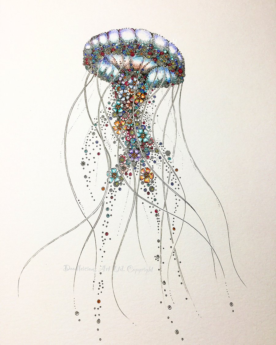 Jelly  Fish A4 signed, mounted print 