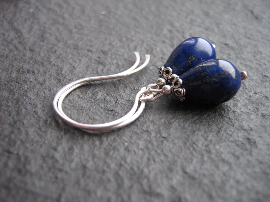Lapis Lazuli and Sterling Silver Drop Earrings