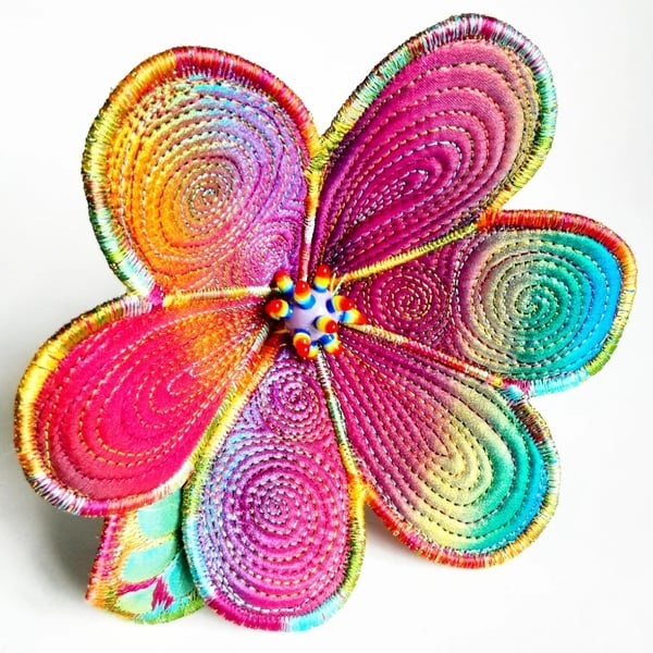 Rainbow Textile Art Flower