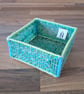 Container for small desk items - blue, green, white pattern - Image 1