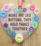 Handmade Fused Glass Mums Are Like Buttons Hanging Heart Picture Decoration - Image 4