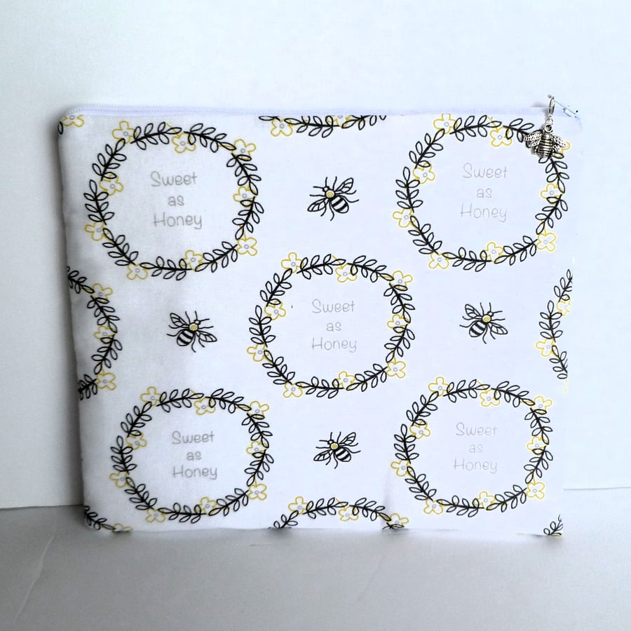 Cotton Fabric Zipper Pouch, Make Up Bag Fully Folksy
