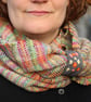 Multi Coloured Cowl Hand Woven and Hand Dyed with Flower Embroidery