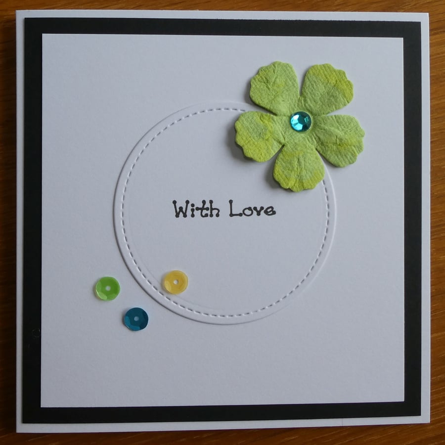 With Love Mini Flower Card - Lime 