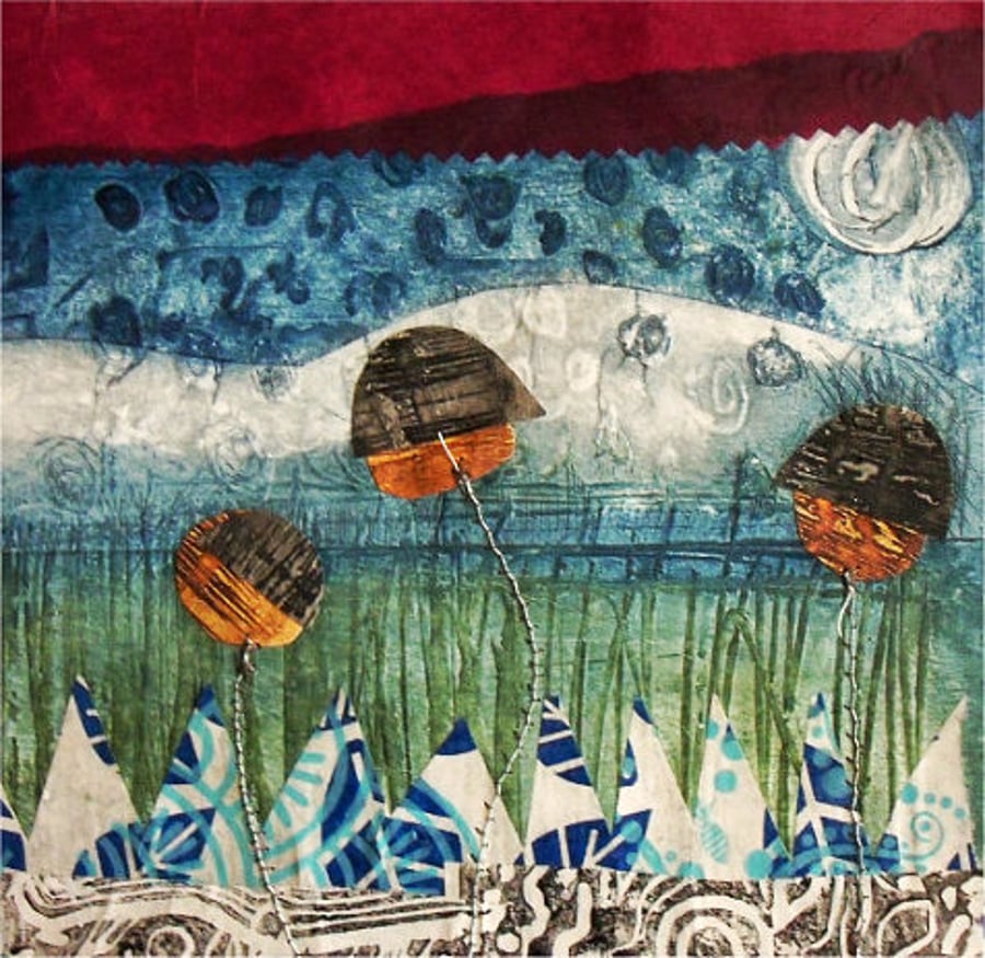 Art print of my Collagraph and Screen Printed Collage - The Swaying Seeds