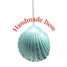 OOAK Nautical sea shell light pull handle, a cockle painted peppermint green