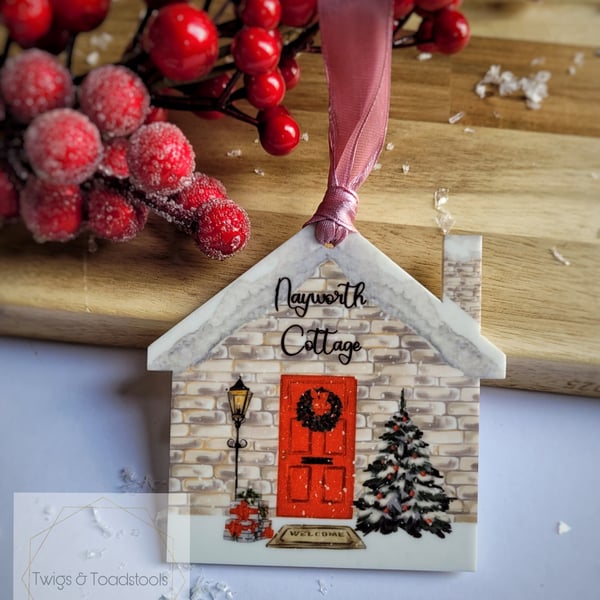Personalised christmas house bauble 