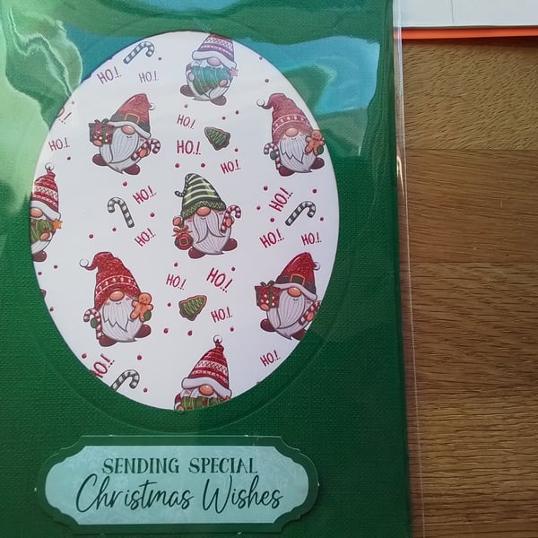 Christmas card. Ho, ho, ho. Gnomes. Christmas wishes. Ref 285