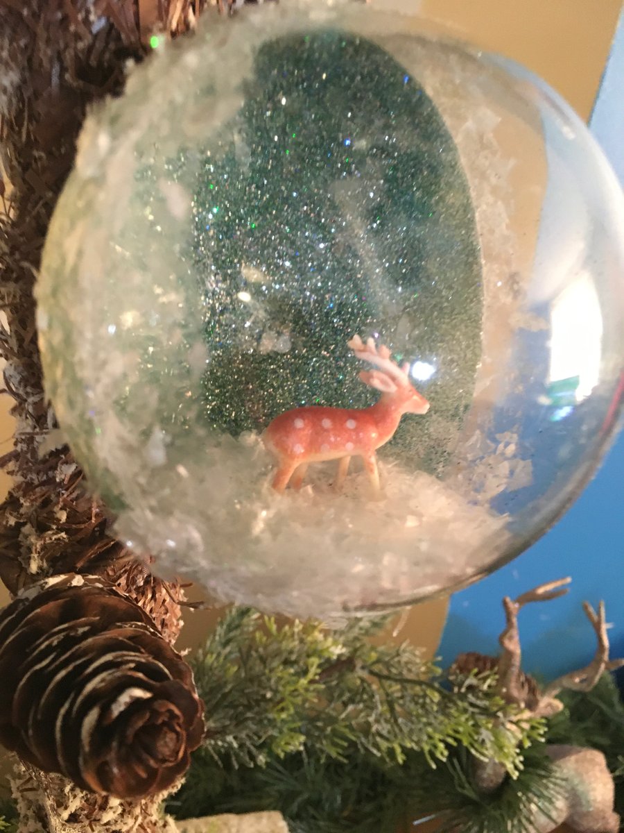 Christmas Reindeer Bauble - Glow in the Dark - Snow Globe  - Christmas Tree