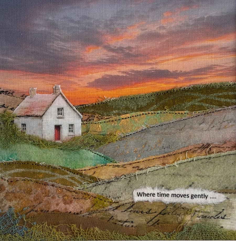 Textile landscape framed picture… where time moves gently 