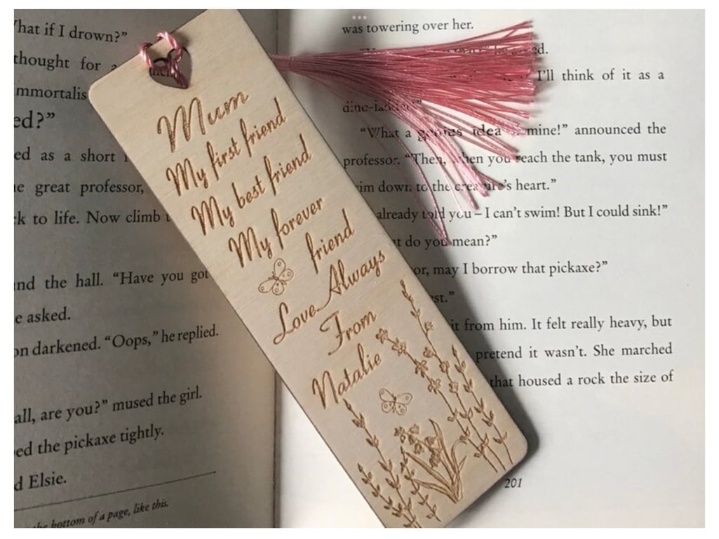 Engraved wooden bookmark, gift for her, gift for mum