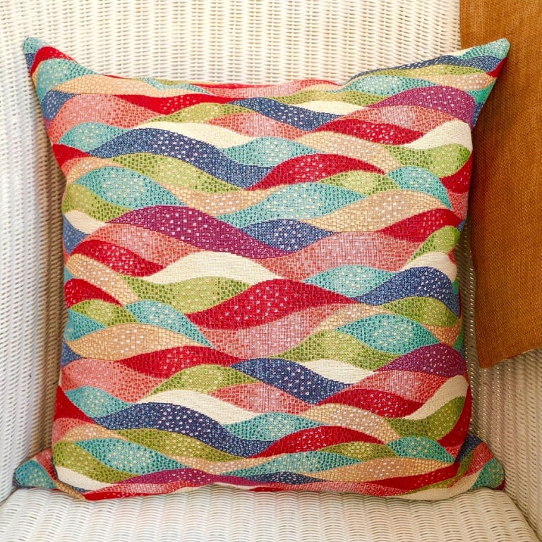 Cushion Cover: Tapestry Waves design Gold reverse 17 (43cm)