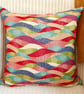 Scatter Cushion with Pad: Tapestry Waves design Gold reverse 17 (43cm) - Image 2