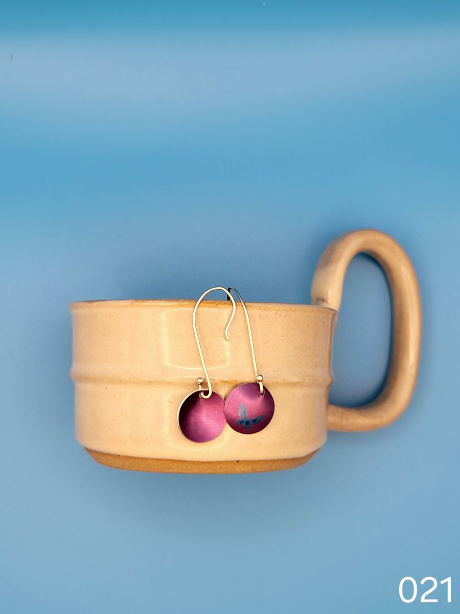 Handmade Aluminium and Silver Reversible Earrings - 021