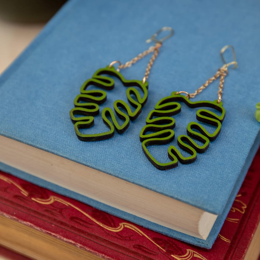 Laser Cut Monstera Earrings