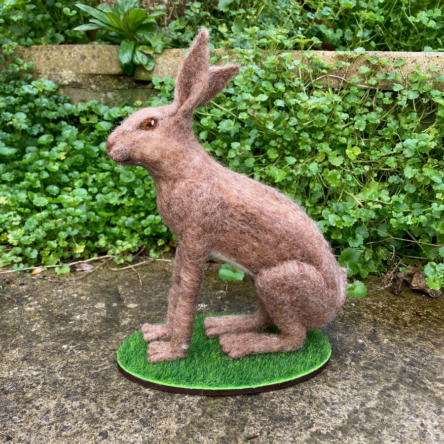 Brown Hare, needle felted, sculpture, ornament, model (24-2)
