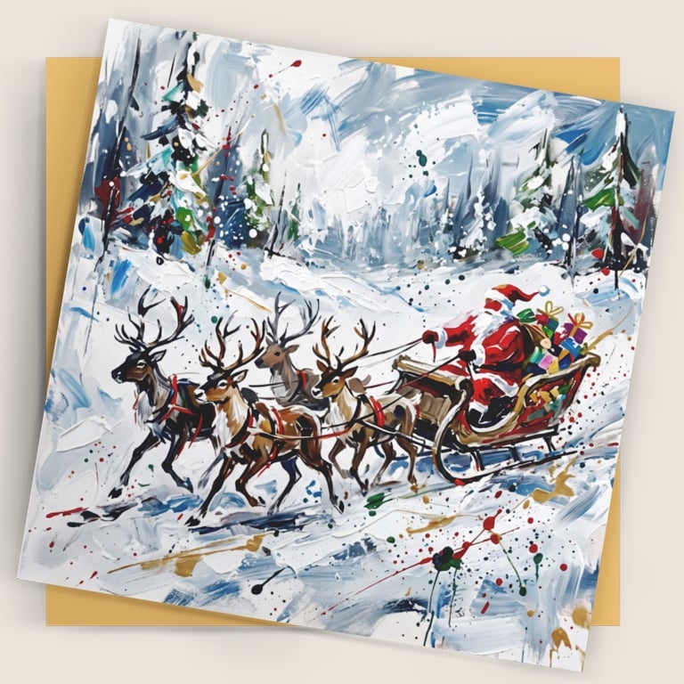 Santa's Sleigh Ride – Premium Festive Greeting Card