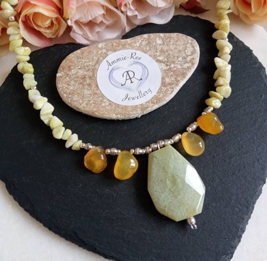 Bold statement necklace in Spring colour Healing Crystals 