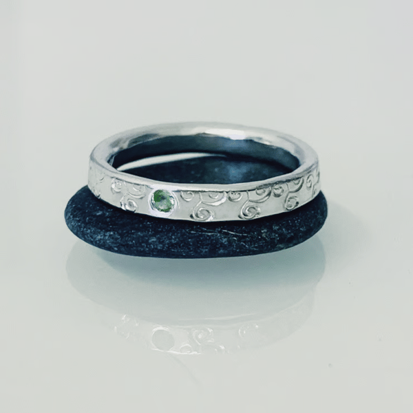 Recycled Handmade Sterling Silver Peridot  Ring, Handmade in Scotland