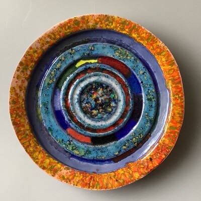 Round Carved Dish with Fused Glass, No.133