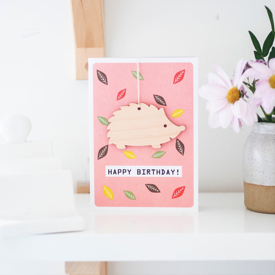 Hedgehog Birthday Card - Keepsake Card, Handmade Luxury Card, Birthday Card, Gre