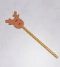 embroidered reindeer head pencil topper complete with pencil - Image 1