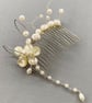 Decorative Ivory Cultured Pearl & Shell Pearl Flower Floral Hair Comb  - Image 1