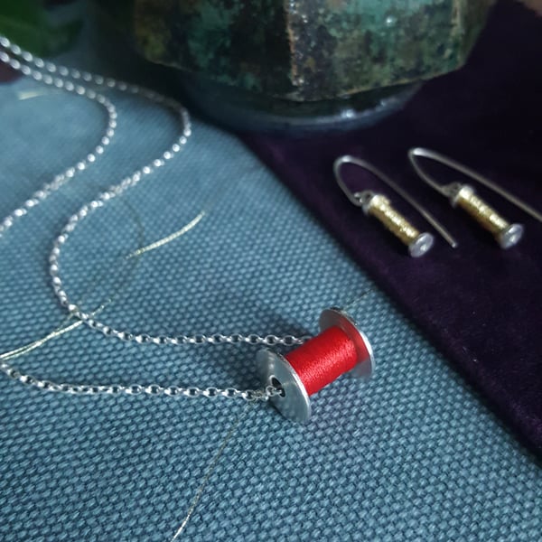 Sewing Necklace - Cotton Anniversary Gift - Bobbin Pendant