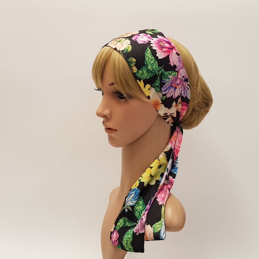 Silky satin hair band, pin up head scarf, skinny self tie hair scarf, bandanna