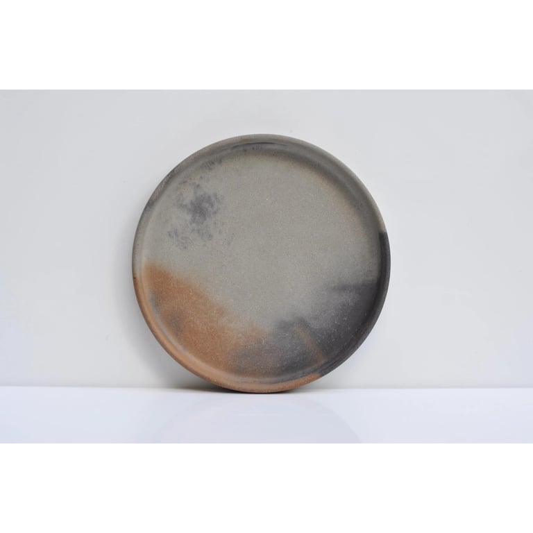 Small Concrete Tray: Round Orange and Grey Modern Minimalist Catchall Dish