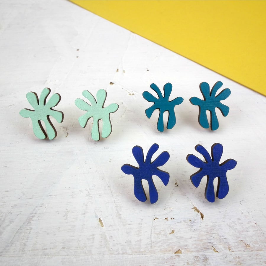 Wooden Leaf Stud Earrings