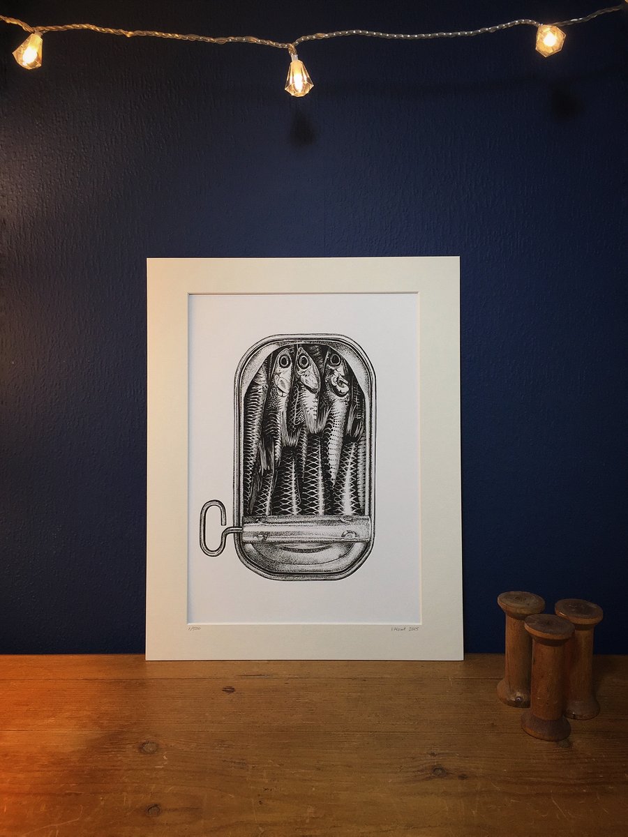 Sardines - From an Original Ink Drawing NEXT DAY DESPATCH FOR CHRISTMAS