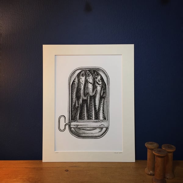 Sardines - From an Original Ink Drawing NEXT DAY DESPATCH FOR CHRISTMAS