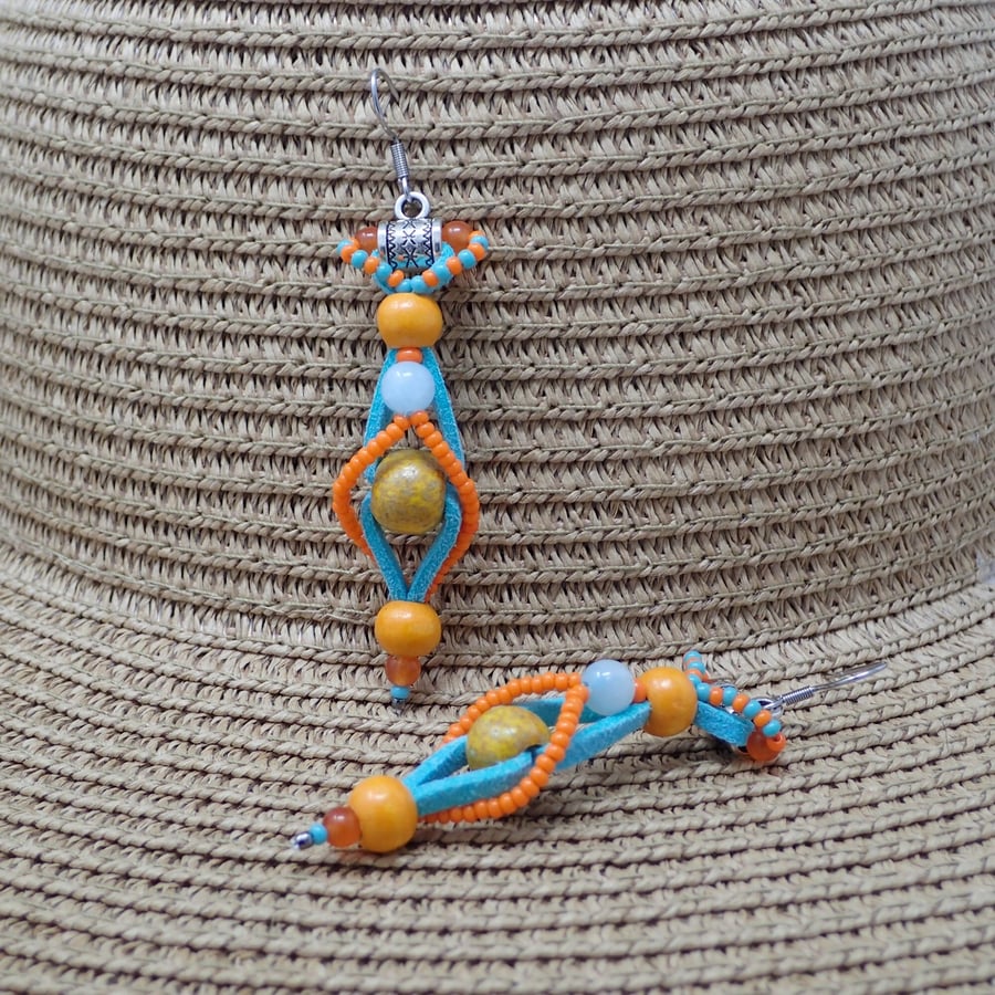 Bright Colourful Statement Beaded Earrings