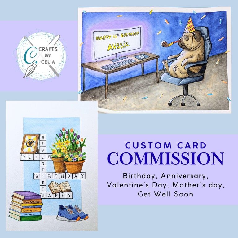 Custom Cards with Original Artwork, for any Celebration