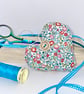 LIBERTY PRINT FLORAL HEART - turkish blue and pink - Image 3