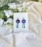 Blue Mirror Donut Hoop Acrylic Earrings - Layered Drop Dangles - Image 2