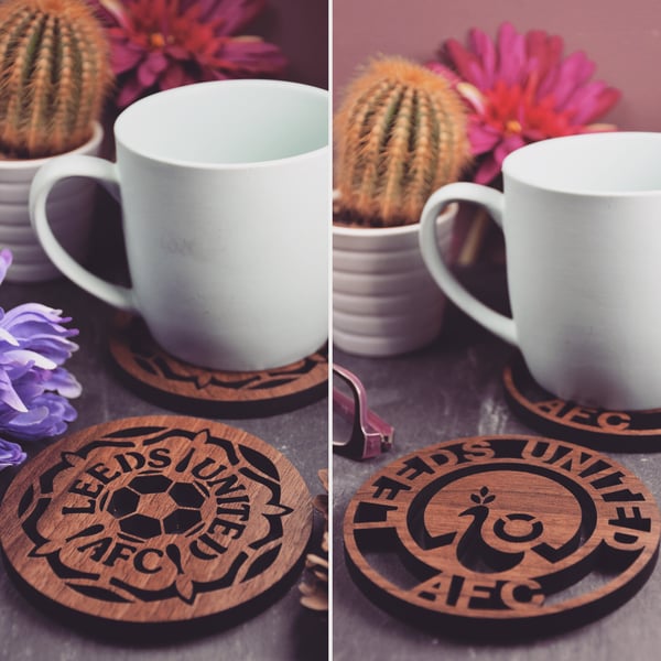 Mixed Pack of 4 Leeds United Coasters 80s-90s