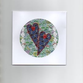 ChrissieCraft HEARTS genuine LIBERTY & LACE button embellished blank CARD