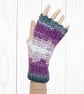 Crochet gloves. Purple pink and grey ladies gloves, fingerless gloves.   - Image 9