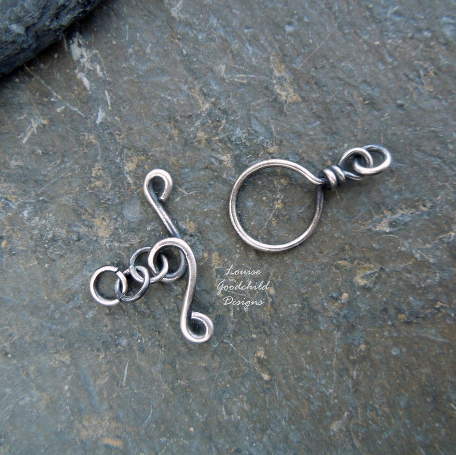 Handmade antique sterling silver wire toggle clasp, made to order, make your own